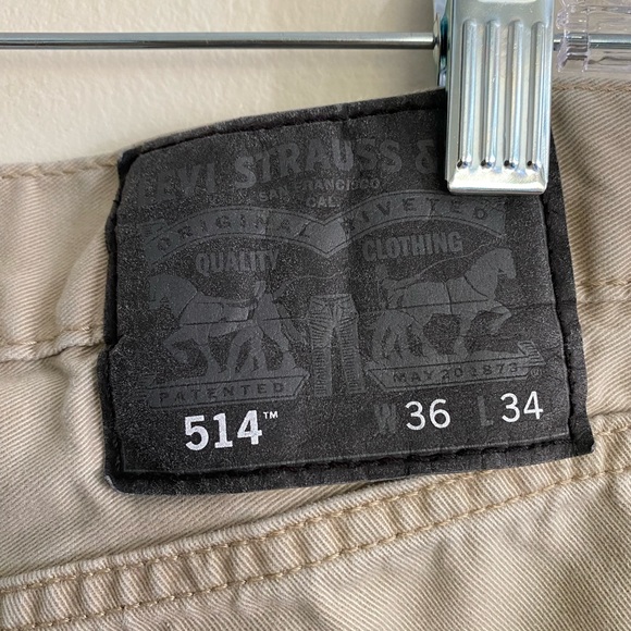 LEVI’S 514 Men’s Lightweight Straight Leg Jeans - Size 36x34 - Tan/Khaki - Picture 7 of 9